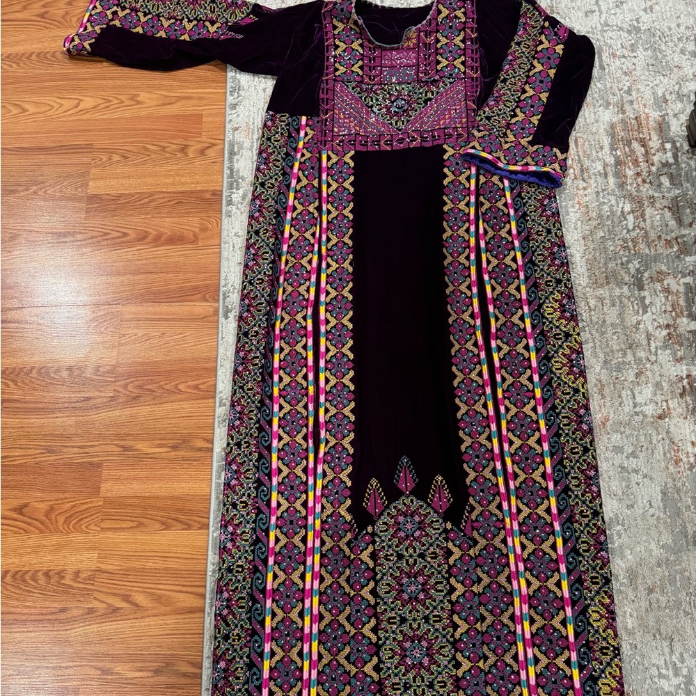 Colorful Embroidered  Palestinian thobe, thoub, thob Dress